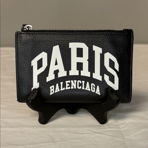 Balenciaga Paris Black Leather Zip Wallet – 5 Card Slots